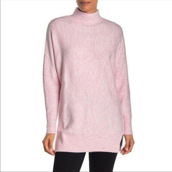 Magaschoni Mockneck Pullover Fall Winter Sweater Small Heathered Pink Cozy NEW - Picture 2 of 10